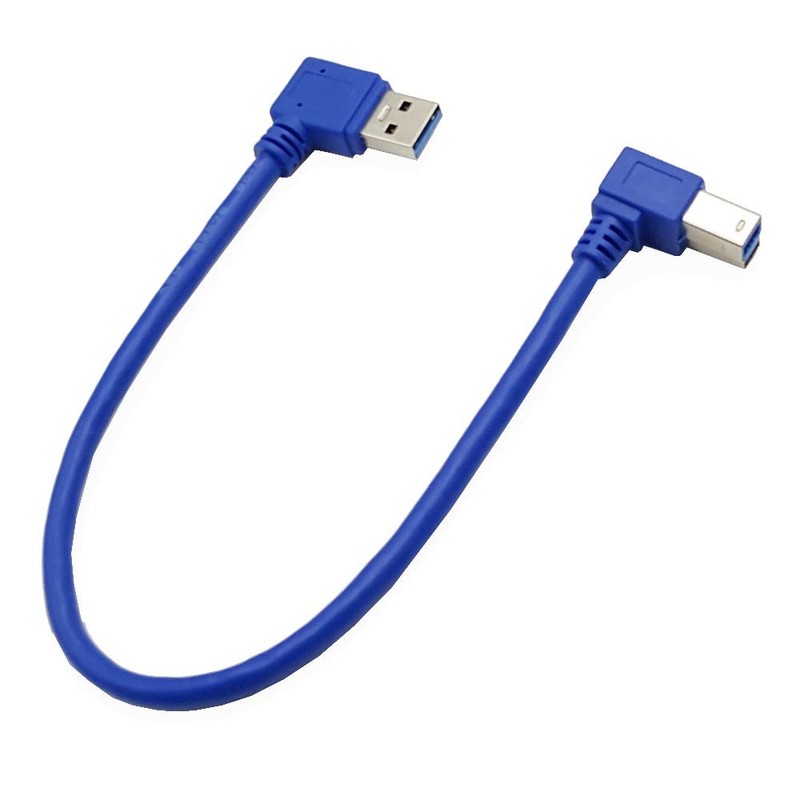 Angled USB 3.0 Printer Cable1 ft / 30cm SuperSpeed USB3.0 A Male Plug 90 Degr...