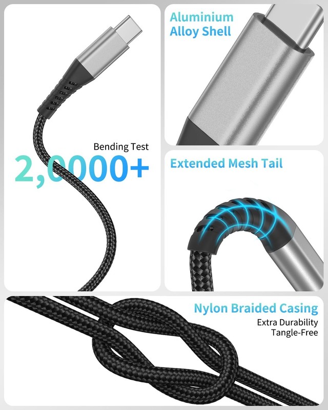 3.5mm Wired Earbuds with 6.6ft Beaded USB C Cable USB A to Type C Fast Cord gallery