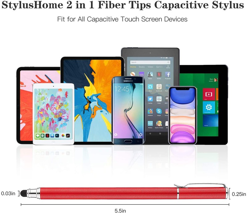 Red Stylus Touch Screen Pen Fiber Tip Aluminum Lightweight for Cell Phones gallery