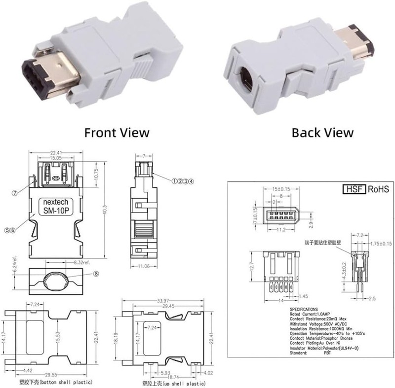 Firewire IEEE 1394 SM 6Pin 55100-0670 Encoder Servo CN3 Plug Connector with A... gallery