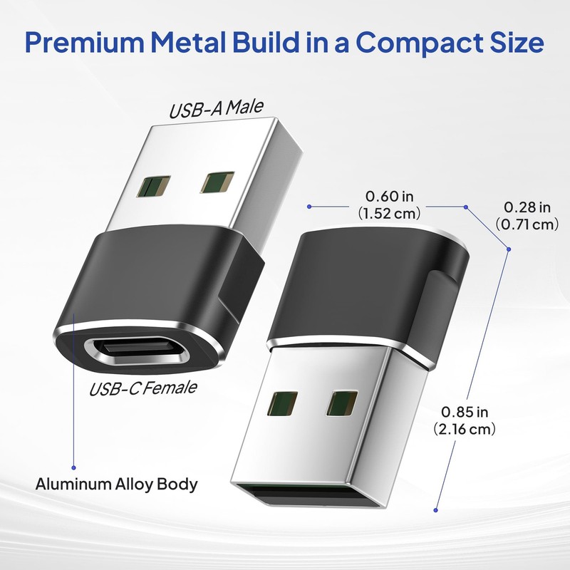 Elebase USB to USB C Adapter for iPhone 17 4Pack USBC Female to A Male Car gallery