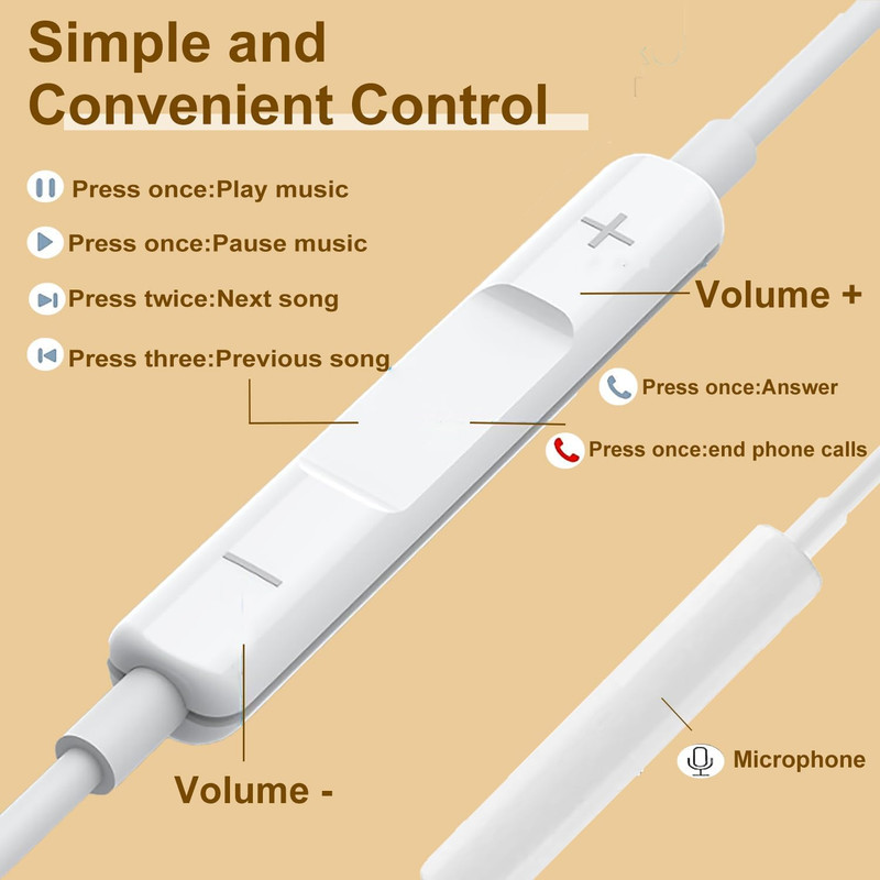 2 Pack of USB C Headphones for Iphone 17/17Pro/17Pro Max/16/16 Pro/16 Plus/16 gallery
