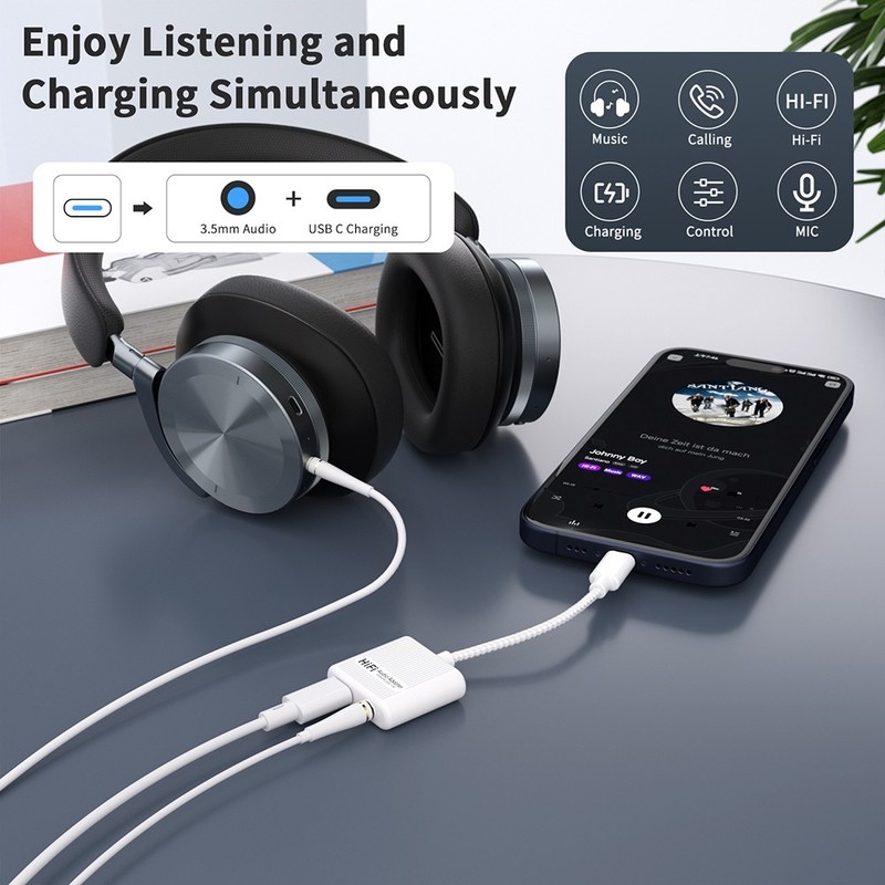 USB-C Audio Charging Adapter to 3.5mm 60W PD Type C Aux Converter Z4P7 gallery