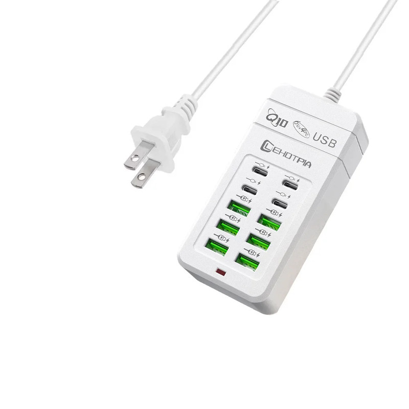 EU UK US Plug Multiple Rapide USB Charger Power Adapter 1.2M Extension Cord 6 US