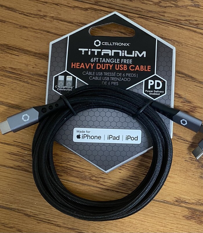 Sets 2 Titanium 6ft heavy duty USB C to lightning connectors Cable MFI Certified gallery