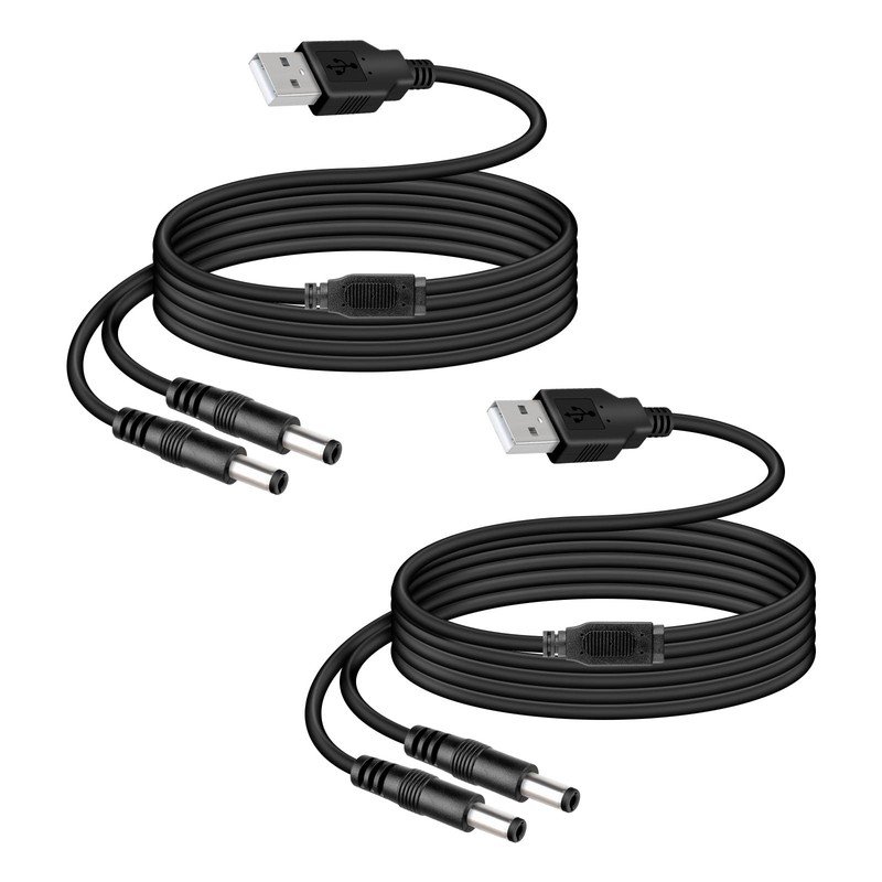 2Pack USB to Dual 5V DC Power Cord, USB to DC 5.5X2.5MM Splitter Charging Cab...