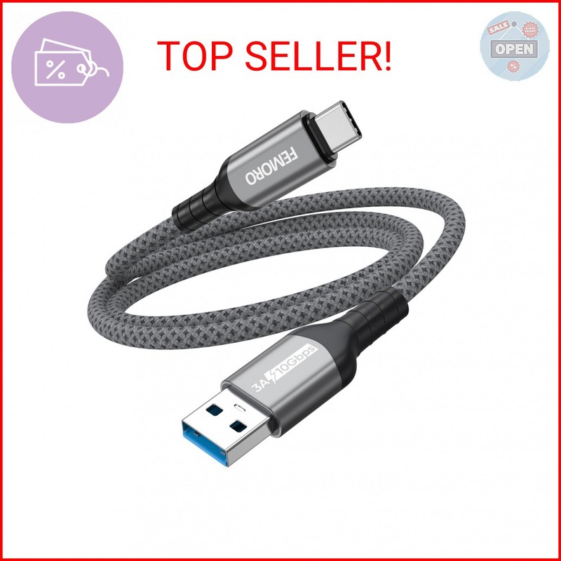 FEMORO USB A to USB C Data Cable 3ft, USB 3.1/3.2 Gen 2 A to Type C 10Gbps High