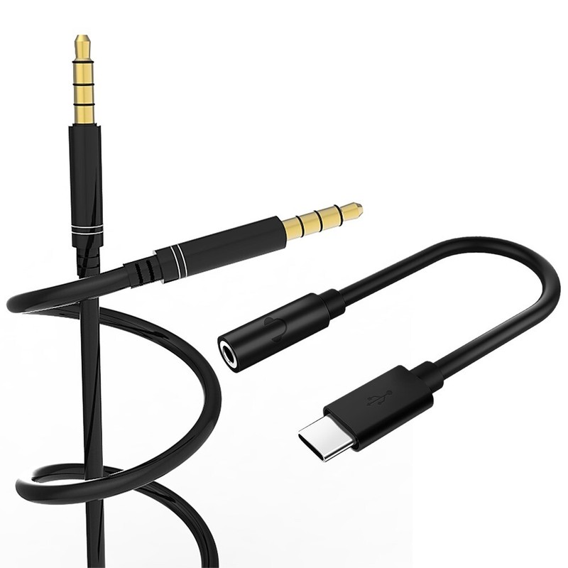 Water Resistant Type-C to 3.5MM Headphone Jack Adapter AUX Cable f HTC U Ultra