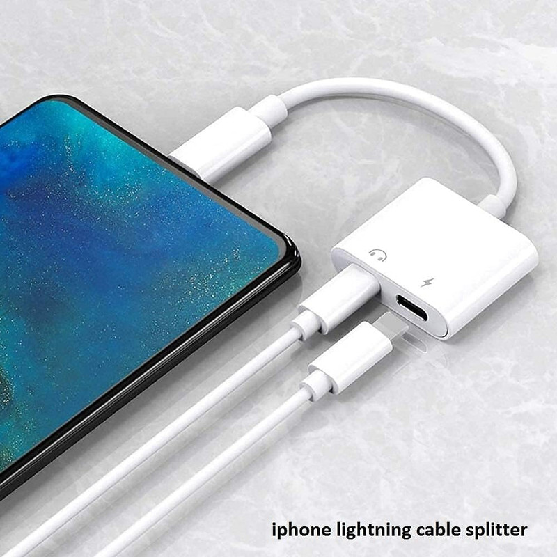 [Apple MFi Certified] Dual Lightning Adapter Splitter for iPhone - AUX + Charger gallery