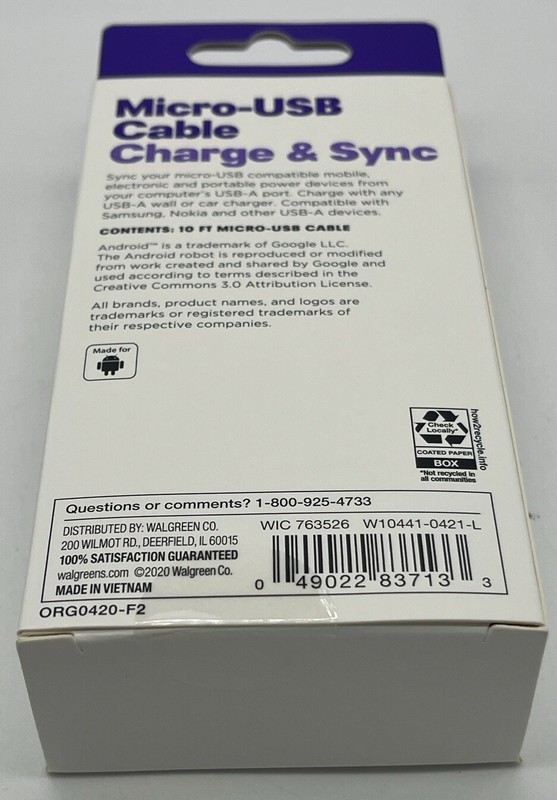 Micro-USB Braided Charge & Sync Cable 10' Samsung Android & USB-A gallery