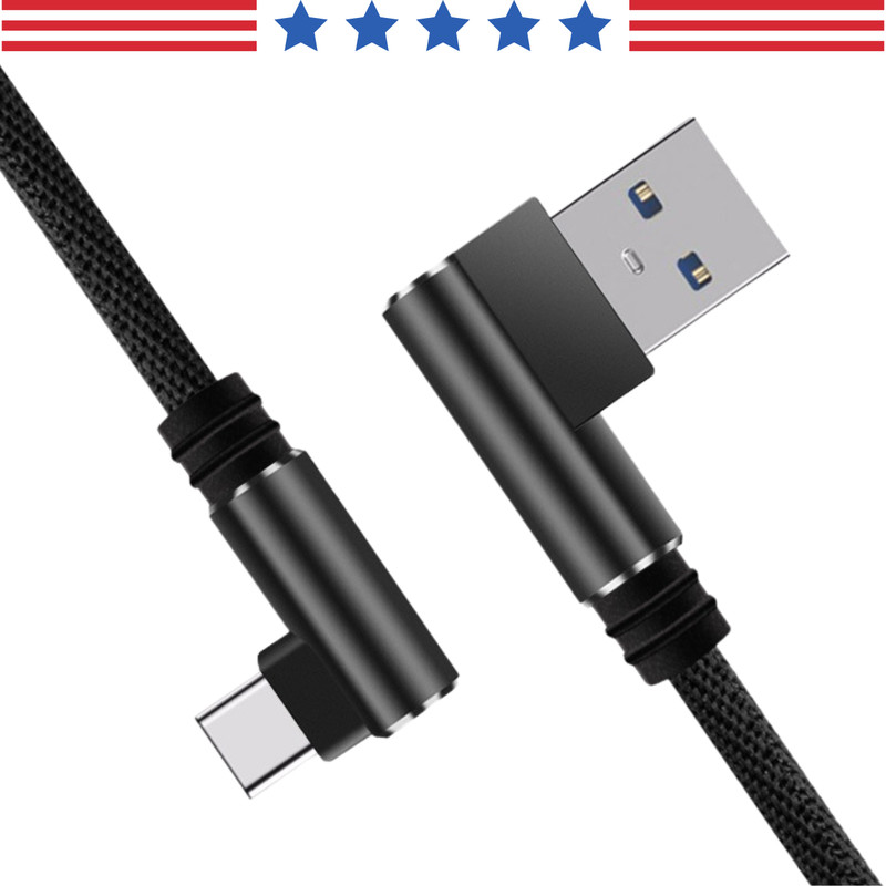 1-6Pcs Type C 90 Degree Right Angle USB-A To C Data Sync Charging Charger Cable