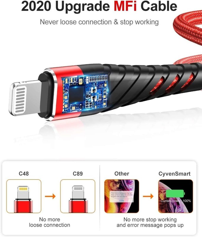 Braided Fast Charger Cable Heavy Duty USB lot Cord For iPhone 14 13 12 11 X XR 8 gallery