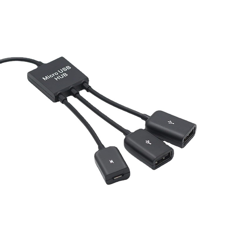 to Female Double USB 2.0 Host OTG Adapter Cable for Smartphone Keyboards 3 Po... gallery