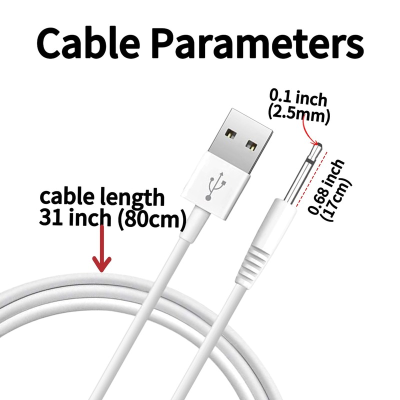 Bizooth 2.5mm DC Charging Cable, Fast USB 2.5mm, Whate gallery