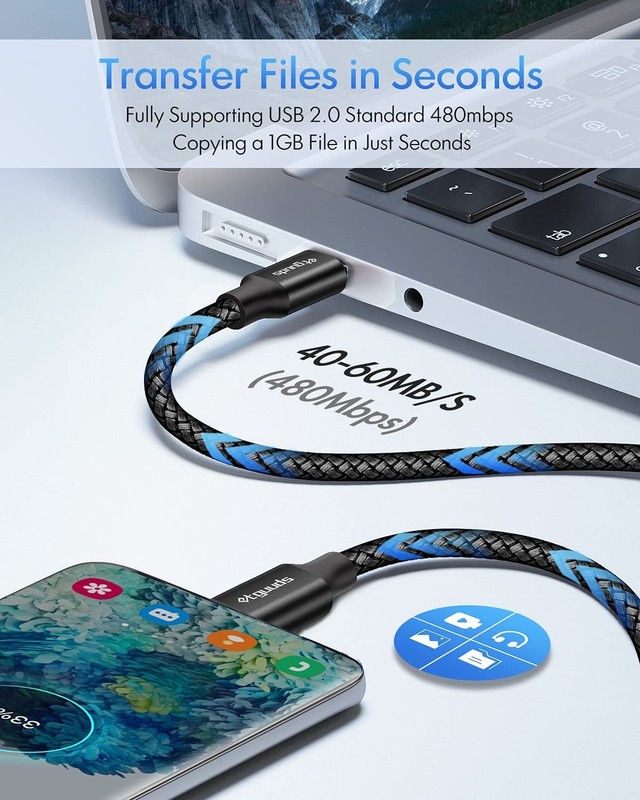 Heavy Duty 10ft USB-C to USB-C Cable - Rapid 60W Charging, Tangle-Free Design gallery