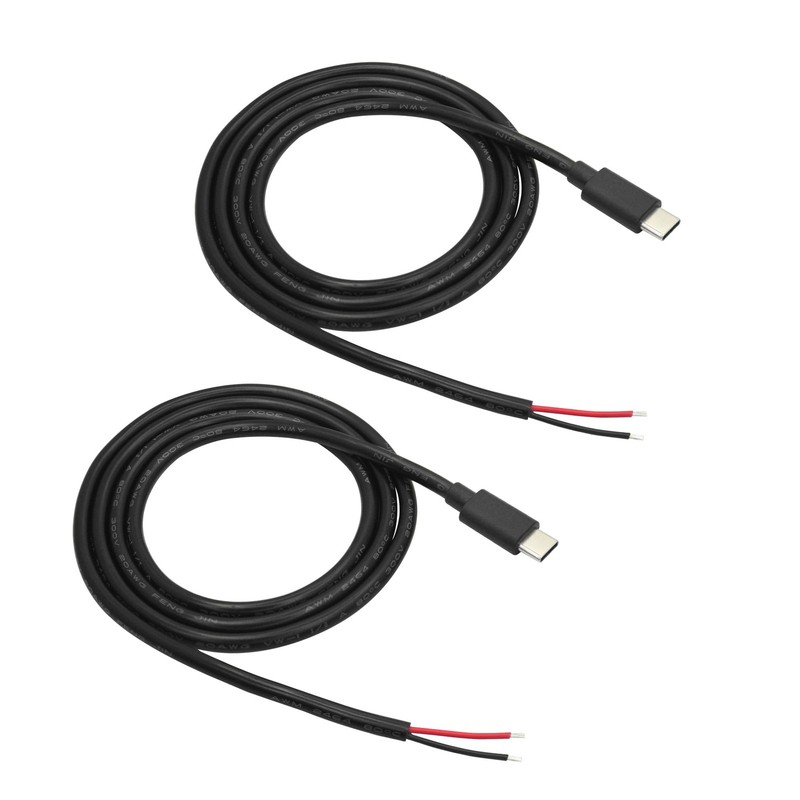 2 PCS USB Type C Male To 2 Pin Bare Wire Open End Power Pigtail Cable 3FT