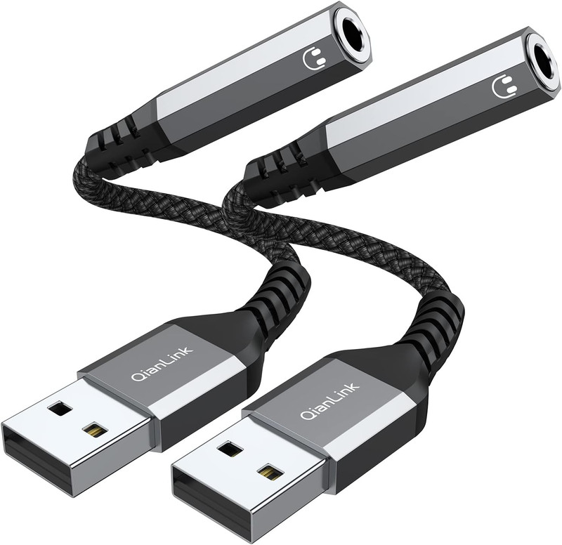 USB to 3.5Mm Jack Audio Adapter (2-Pack), USB to Audio Jack Adapter Headset, USB