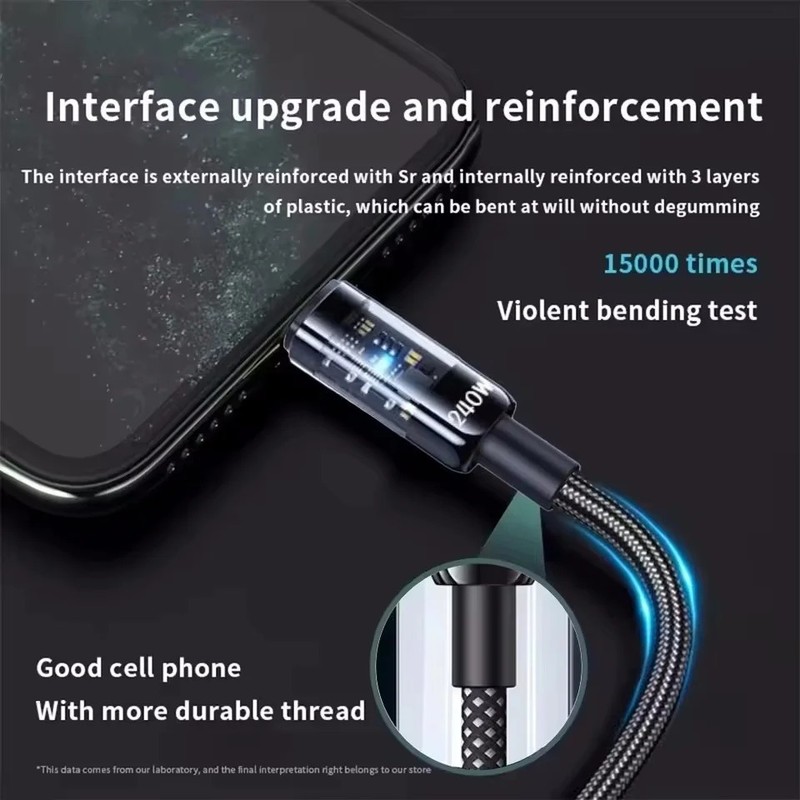 1/2M Length C -C 240W USB Type C Cable PD Fast Charging Phone Charger Data Cord gallery
