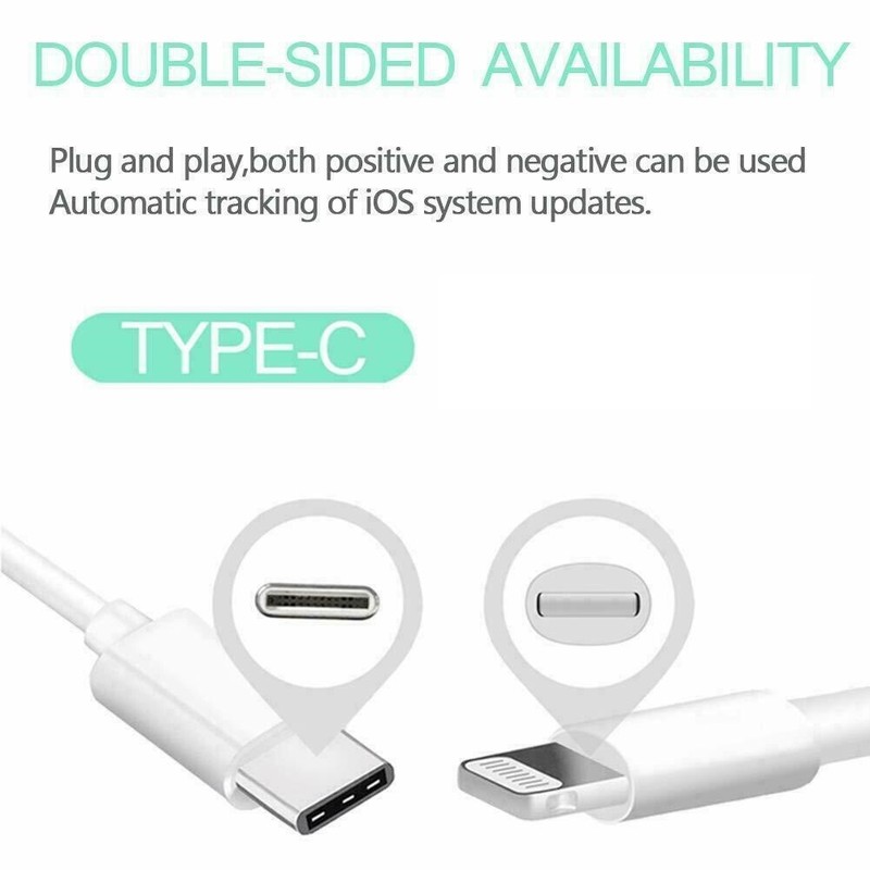 Combo USB-C Type-C to 8 pin PD Cable + 5w USB Charger for iPod iPhone iPads gallery