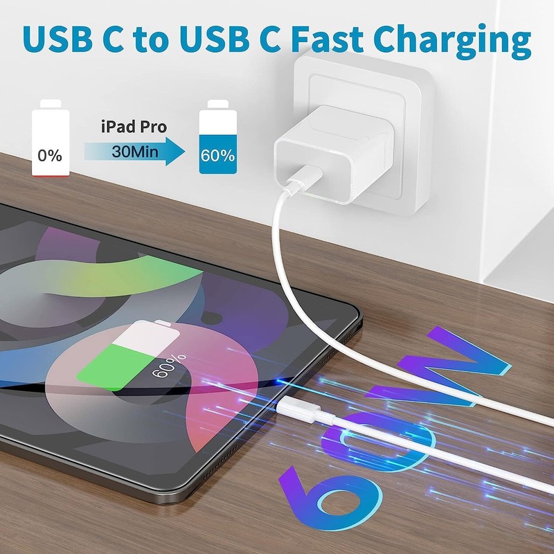 5Pack PD 60W Type C to USB C Cable For iPhone 16 15Pro 17 Air Fast Charging Cord gallery