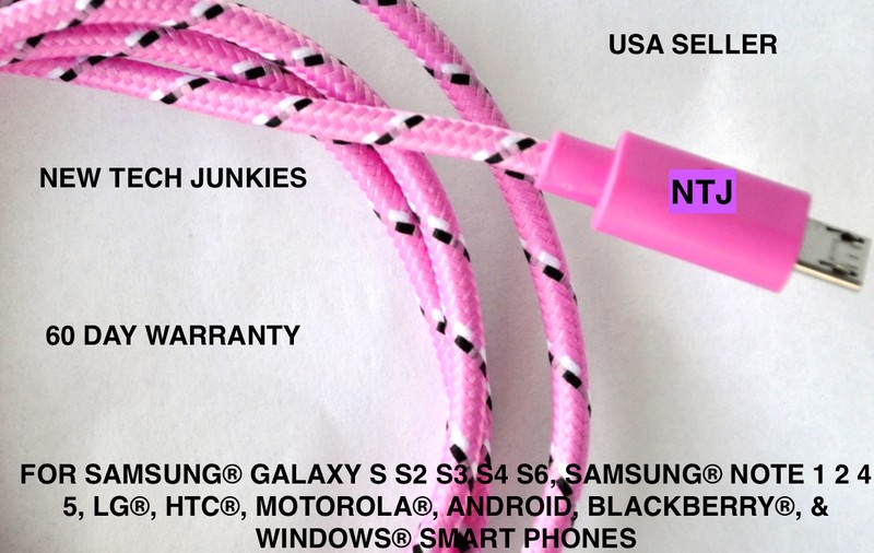 NTJ 6ft Braided Micro USB power cord Charger Cable for samsung s6 s6+ s7 HTC LG