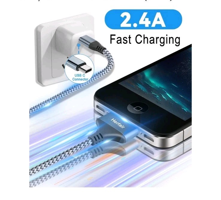 30 Pin to USB C Adapter Ipod Charger Nylon Braided Fast Charging Data Cord.... gallery