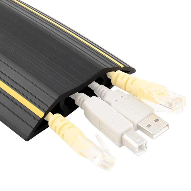 20Ft Floor Cable Cover, Cord Protector 3 Channels Contains 20FT, Black