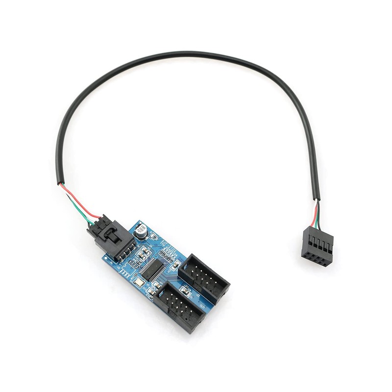 9 Pin Internal USB Splitter Cable USB 2.0 1 Male To 2 Female Extension