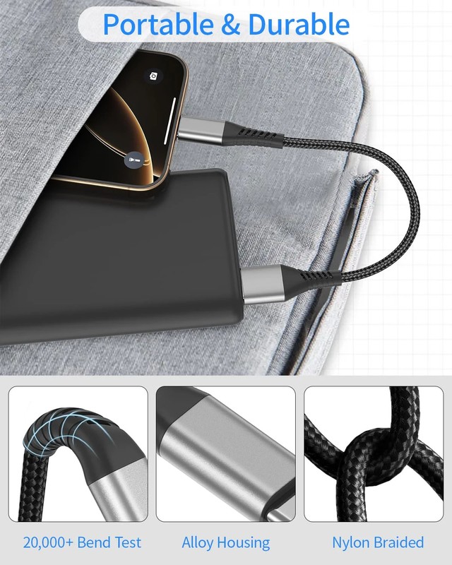 6 inch Short USB C Cable Fast Charging 2 Pack, 0.5ft USB A to USB C Cable Short gallery