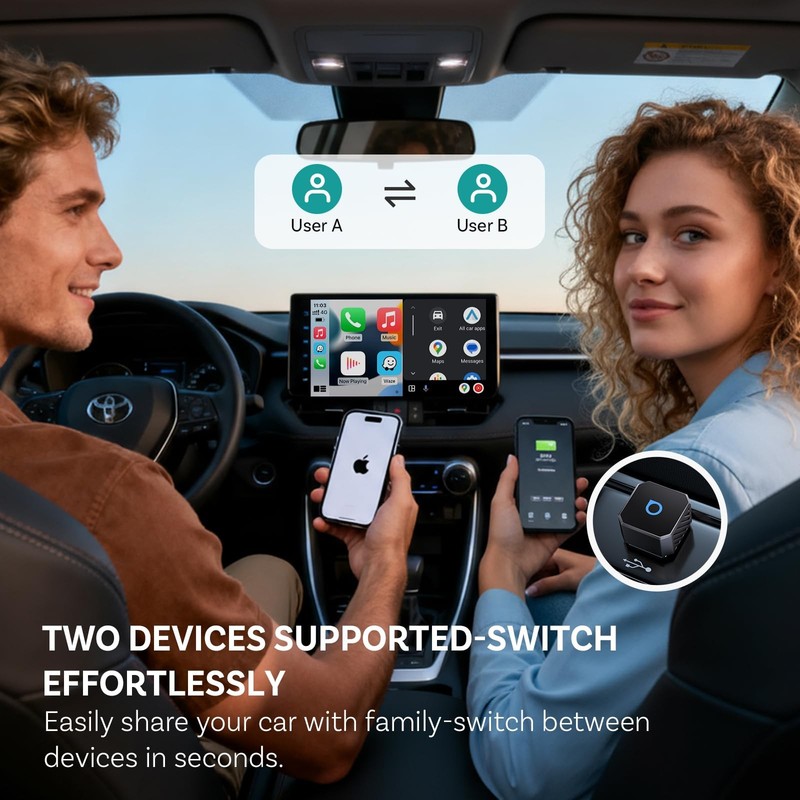 Mini 3.0 (Pot) 2025 2-in-1 Wireless CarPlay/Android Auto Adapter, 5GHz WiFi, ... gallery