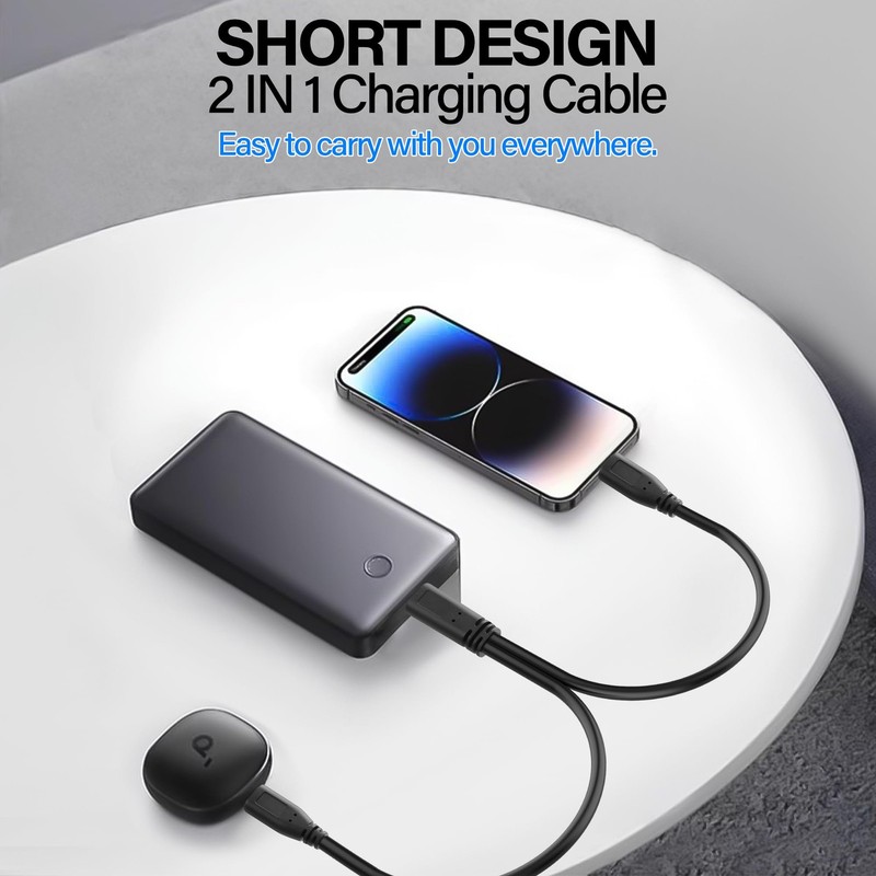 Short USB C Splitter Charging Cord 2 In 1 Multi Type C 3A Fast Port 1 Ft 30cm gallery