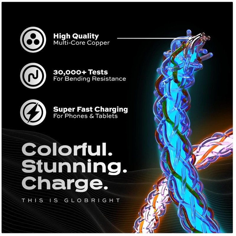 GloBright LED Charging Cable 3-Pack