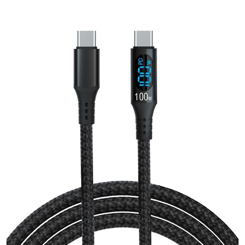 USB C To USB C Cable 100cm 100W Fast Charging 5A with Digital Power Display