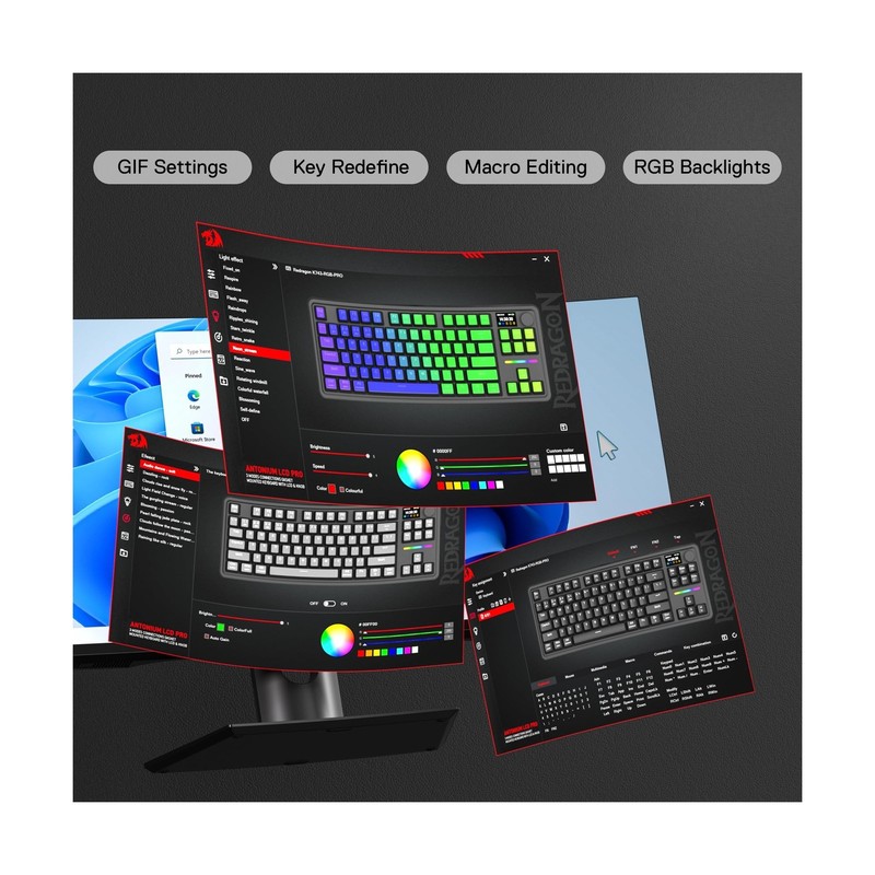 Redragon K743 PRO GB 80% Gasket RGB Gaming Keyboard w/Hype 1.14’’ TF gallery
