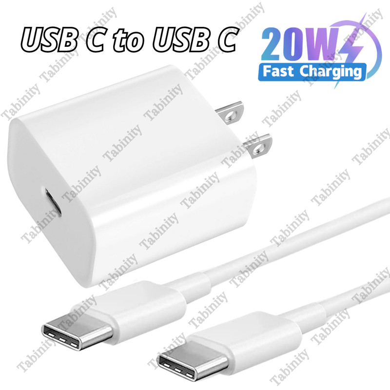20W Type C Fast Charger Block Adapter USB C To USB C Cable For Android Samsung