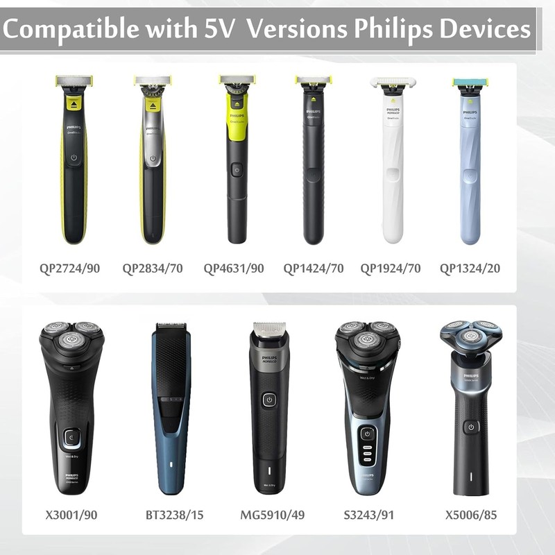 Replacement USB Charger Set for Philips OneBlade & Norelco - 3.3FT TPE Cables gallery