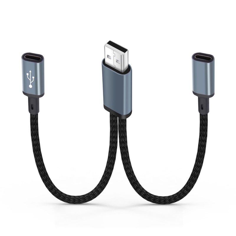 USB to Dual Splitter Cable,1 in 2 Out Short USB-A Y Splitter Cable,USB to Dua…