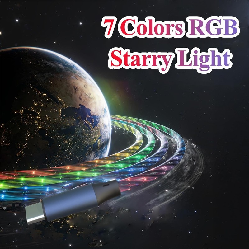 10FT Type C LED Light Up 66W Starry USB A to C RGB gallery