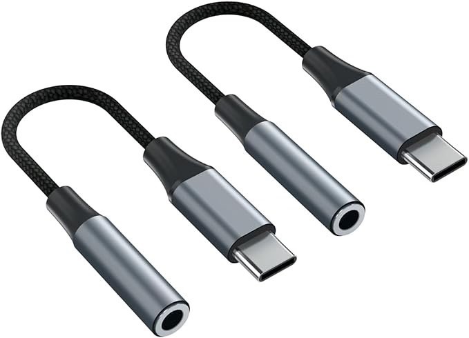 2pcs USB C to 3.5mm Female Headphone Jack Adapter, Upgrade Metal Case, Compatibl