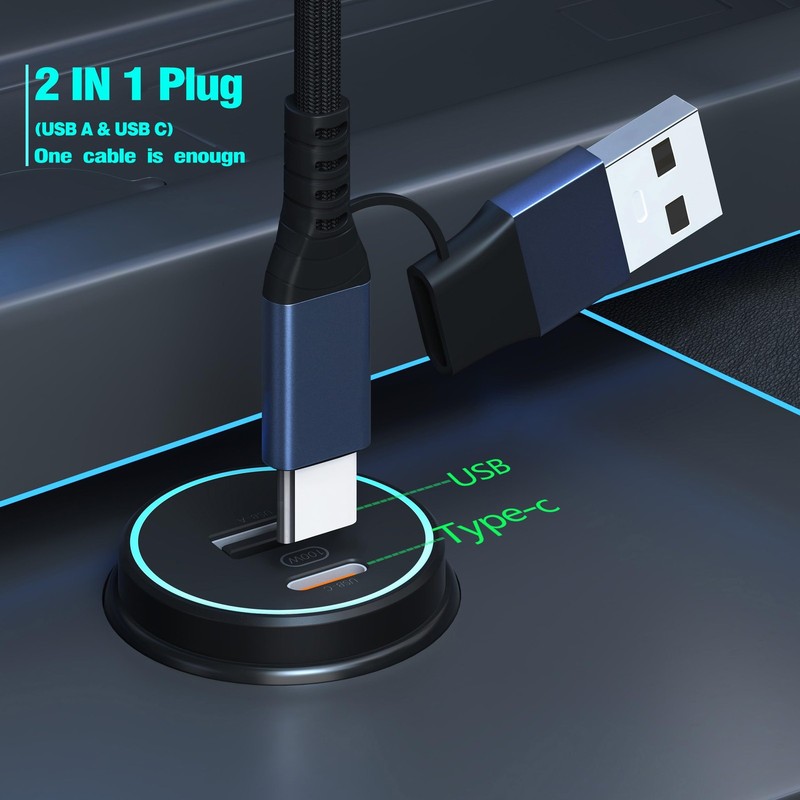 3 in 2 Travel Essentials Multi Charging Cable,[5FT/2Pack 60W ] USB C Black gallery