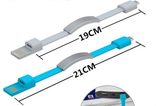 NEW Micro USB To USB Cable Bracelet Charger Data Sync Cord Wristband Black gallery