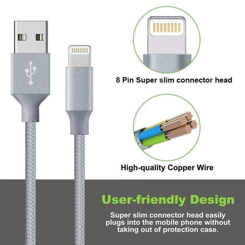 For iPhone 11 12 13 Pro Max 6/10 ft Charging Data Sync Cable Cord 3 Pack gallery