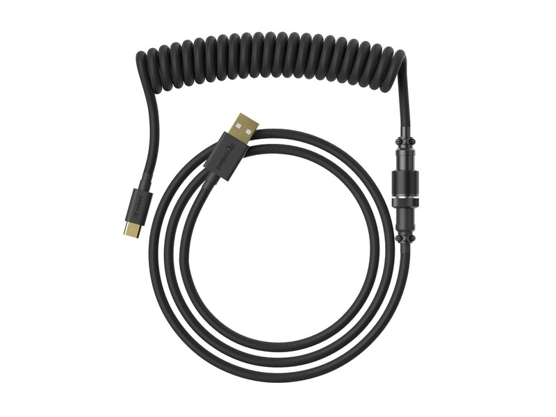 Coiled Keyboard Cable Handcrafted DoubleSleeved Braided USB Type C to A 5Pin