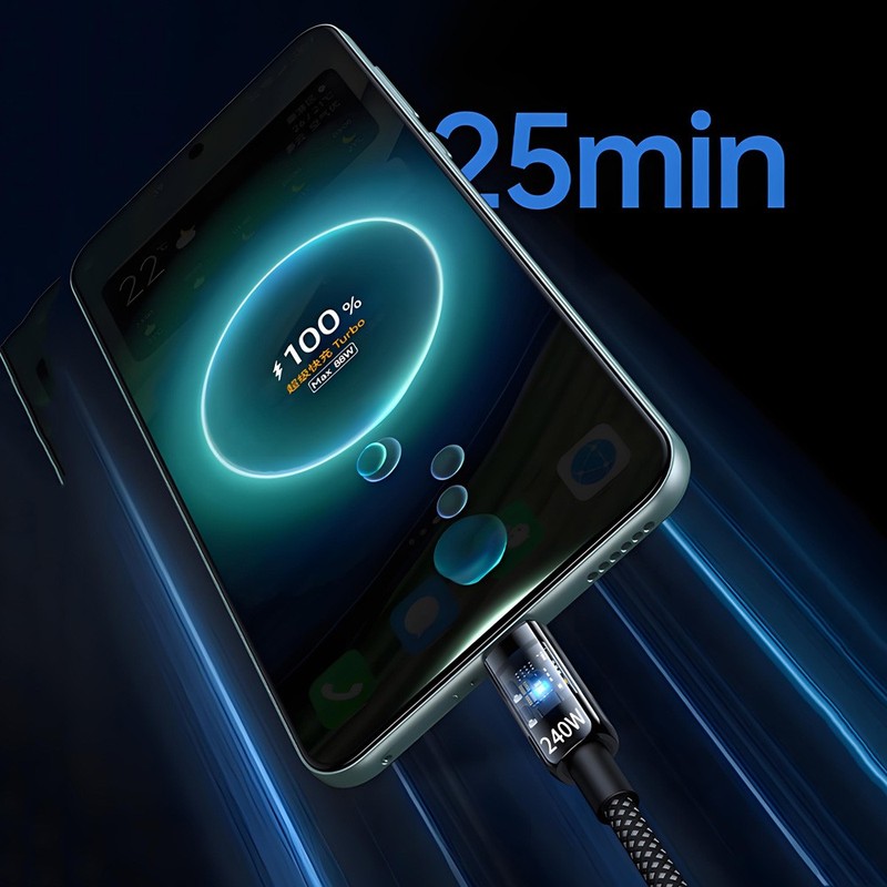 USB Type-C 240W Super Fast Charging Cable Braid Phone Charger Lead Display USB-A gallery