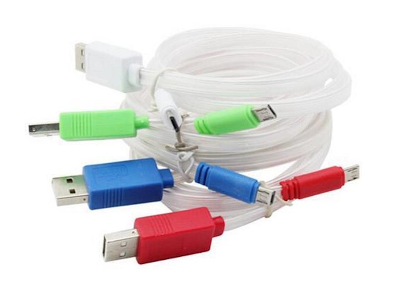 FLAT FLOWING LED LIGHT-UP Data Cable charger FOR iPhone X 8 7 6 5 plus micro usb gallery