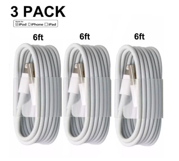 3-PACK 6FT USB Data Charger Cables Cords For Apple iPhone 7 8 X XS 11 12 13 14