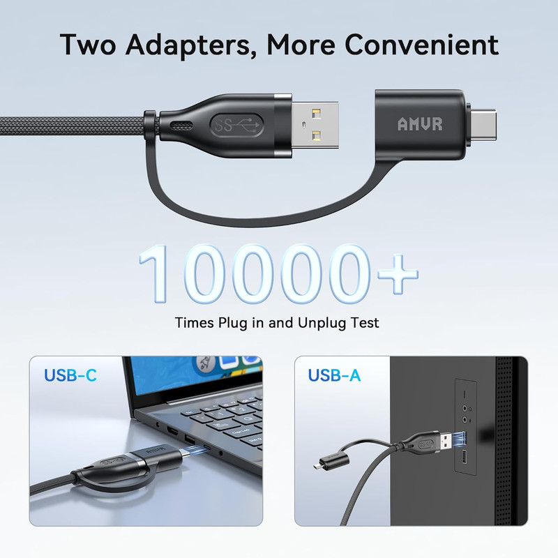 16FT VR Charging Link Cable, USB 3.0 Nylon Braided with a to C Adapter | 5Gbps U gallery