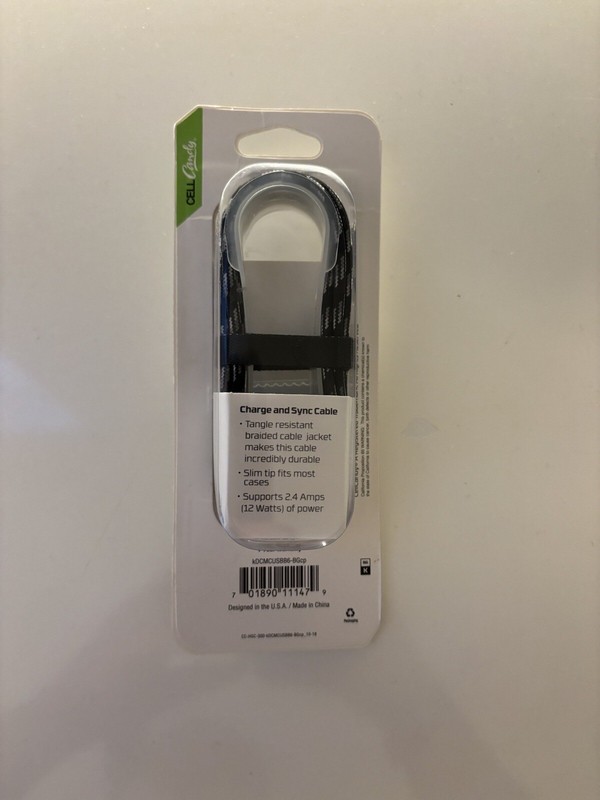 NIB - Micro USB Cable - 6 1/2 Feet Extended Length Charge And Sync Cable - NEW gallery