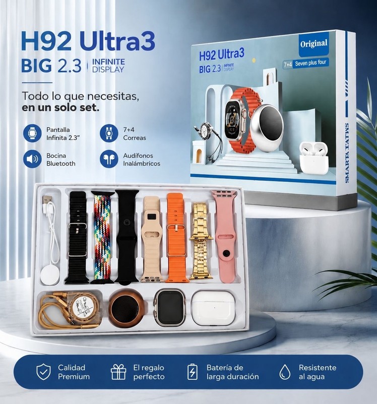 H96 Smart Watch Set 2.3” Multi Band Kit Charger Earbuds Speaker Bundle