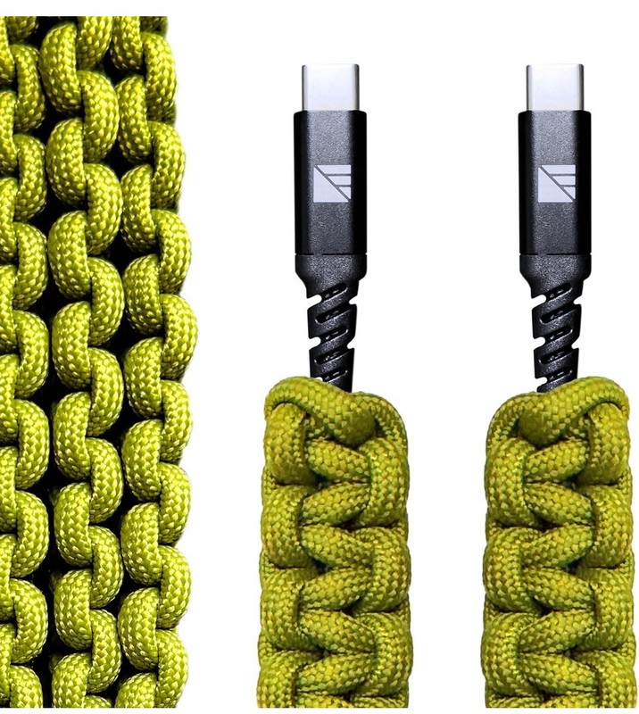 Dark Energy USB C to USB C Paracord Charging Cable Green IND-CCC03GRGR